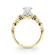 Refined Antique Round Diamond Engagement Ring in 10K/14K gold and platinum with certified lab-grown or natural diamonds