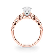 Refined Antique Round Diamond Engagement Ring in 10K/14K gold and platinum with certified lab-grown or natural diamonds