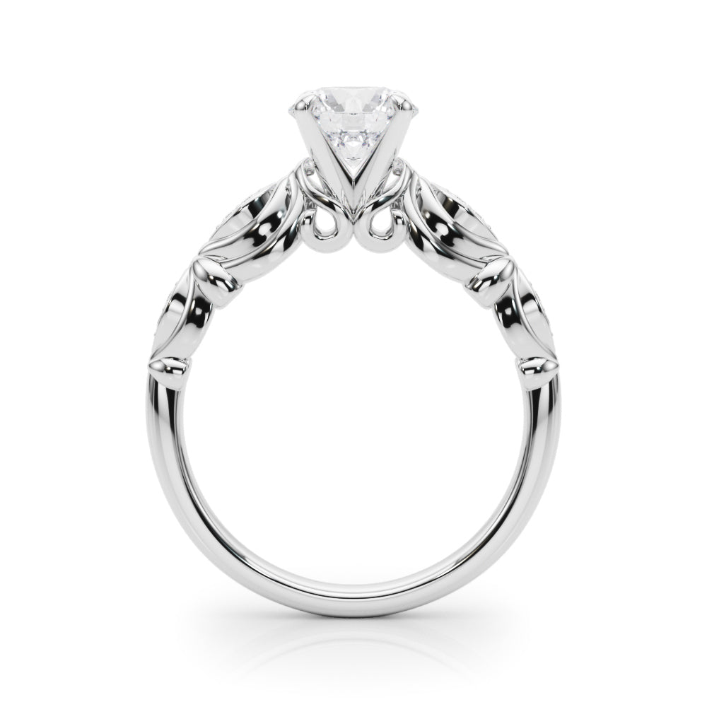 Refined Antique Round Diamond Engagement Ring in 10K/14K gold and platinum with certified lab-grown or natural diamonds