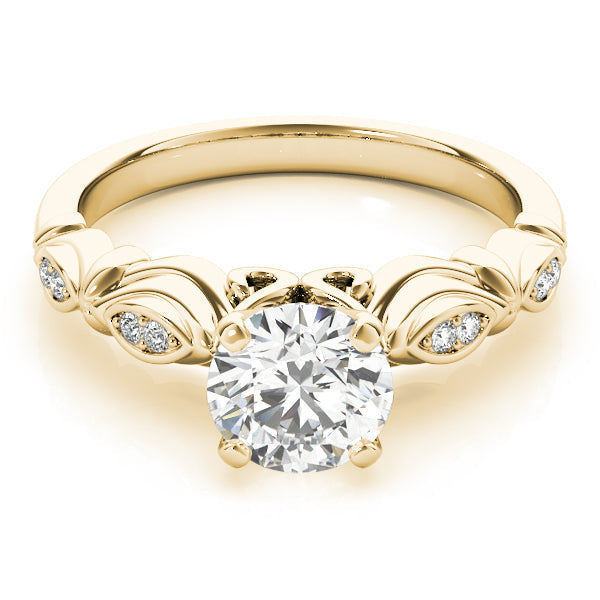 Refined Antique Round Diamond Engagement Ring in 10K/14K gold and platinum with certified lab-grown or natural diamonds