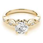 Refined Antique Round Diamond Engagement Ring in 10K/14K gold and platinum with certified lab-grown or natural diamonds