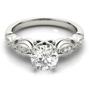 Refined Antique Round Diamond Engagement Ring in 10K/14K gold and platinum with certified lab-grown or natural diamonds