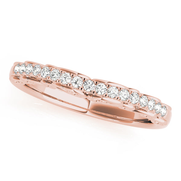 U-Prong Filigree Curved Half Eternity Ring in Gold & Platinum
