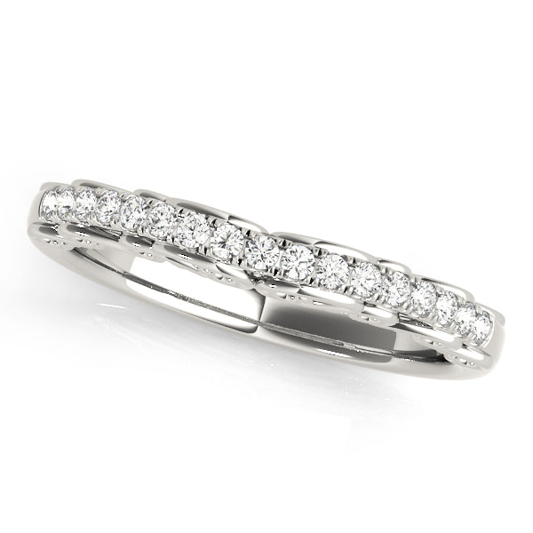 U-Prong Filigree Curved Half Eternity Ring in Gold & Platinum