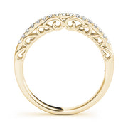 U-Prong Filigree Curved Half Eternity Ring in Gold & Platinum