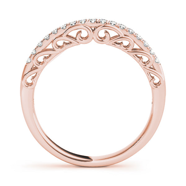 U-Prong Filigree Curved Half Eternity Ring in Gold & Platinum