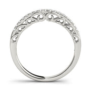U-Prong Filigree Curved Half Eternity Ring in Gold & Platinum