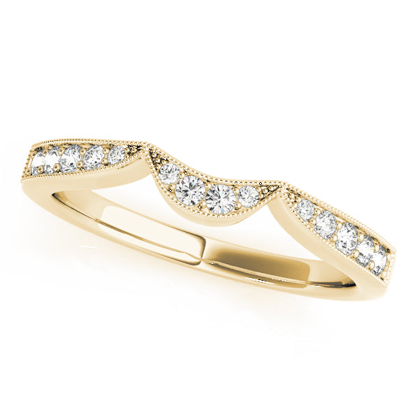 Milgrain Curved Half Eternity Ring in 10K/14K gold and platinum with certified lab-grown or natural diamonds