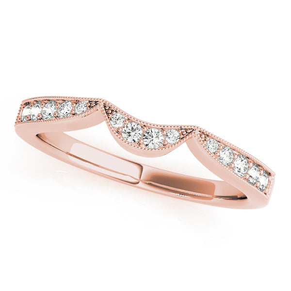 Milgrain Curved Half Eternity Ring in Gold & Platinum
