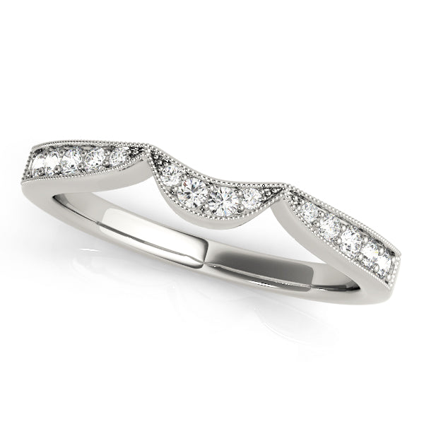 Milgrain Curved Half Eternity Ring in Gold & Platinum