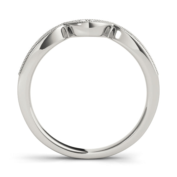 Milgrain Curved Half Eternity Ring in Gold & Platinum
