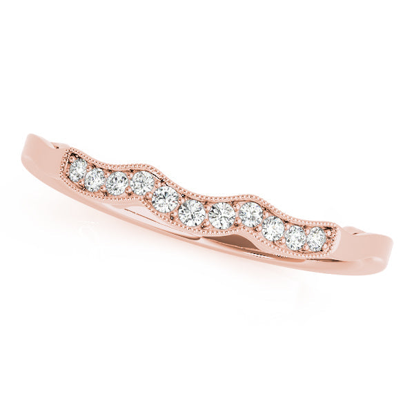 Curved Milgrain Diamond Half Eternity Ring in Gold & Platinum