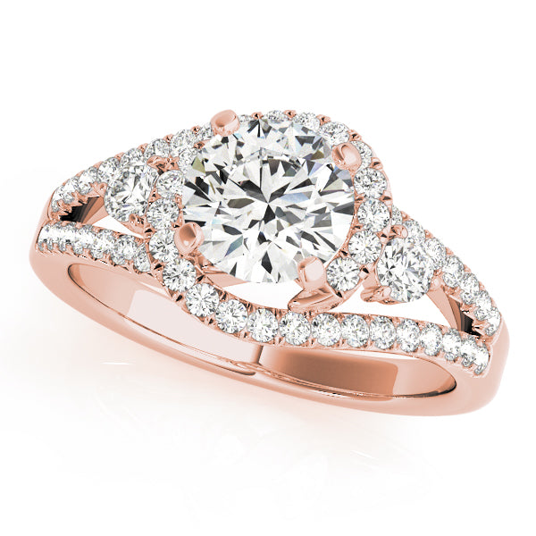Sophisticated Bypass Round Diamond Engagement Ring in 10K/14K gold and platinum with certified lab-grown or natural diamonds