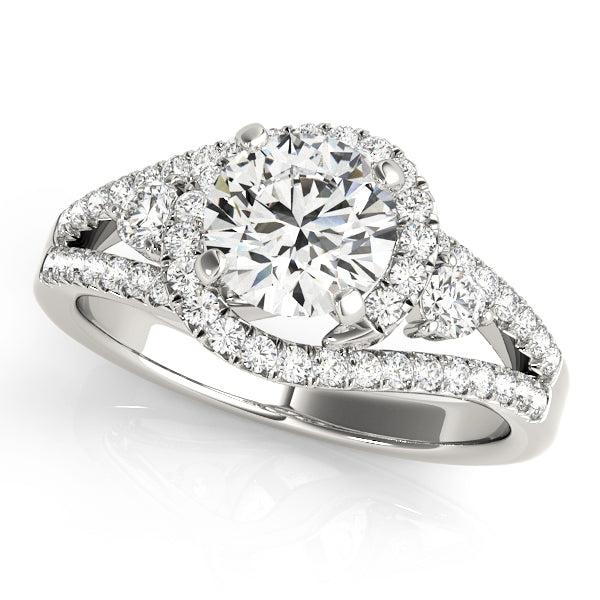 Sophisticated Bypass Round Diamond Engagement Ring in 10K/14K gold and platinum with certified lab-grown or natural diamonds