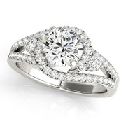 Sophisticated Bypass Round Diamond Engagement Ring in 10K/14K gold and platinum with certified lab-grown or natural diamonds