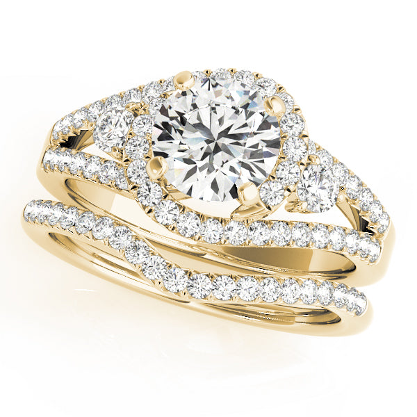 Sophisticated Bypass Round Diamond Engagement Ring in 10K/14K gold and platinum with certified lab-grown or natural diamonds