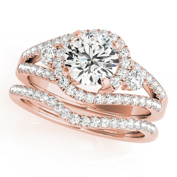 Sophisticated Bypass Round Diamond Engagement Ring in 10K/14K gold and platinum with certified lab-grown or natural diamonds
