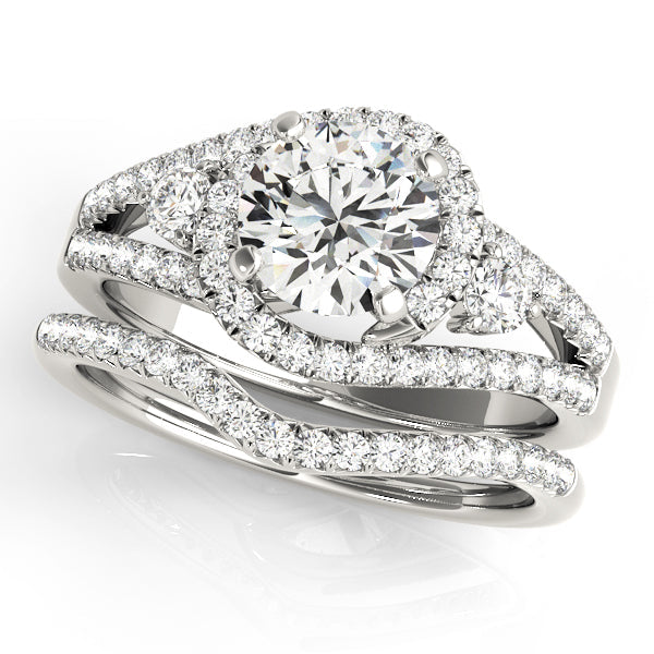 Sophisticated Bypass Round Diamond Engagement Ring in 10K/14K gold and platinum with certified lab-grown or natural diamonds