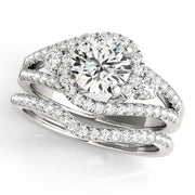 Sophisticated Bypass Round Diamond Engagement Ring in 10K/14K gold and platinum with certified lab-grown or natural diamonds