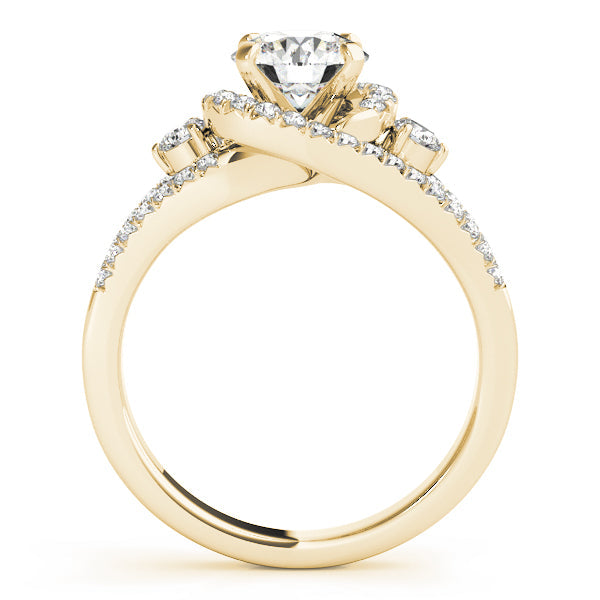 Sophisticated Bypass Round Diamond Engagement Ring in 10K/14K gold and platinum with certified lab-grown or natural diamonds