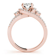 Sophisticated Bypass Round Diamond Engagement Ring in 10K/14K gold and platinum with certified lab-grown or natural diamonds