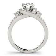 Sophisticated Bypass Round Diamond Engagement Ring in 10K/14K gold and platinum with certified lab-grown or natural diamonds