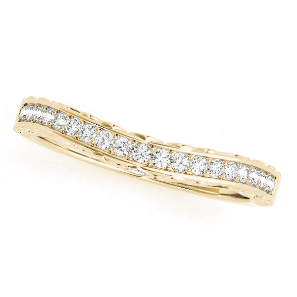 Channel Set Filigree Curved Half Eternity Ring in 10K/14K gold and platinum with certified lab-grown or natural diamonds