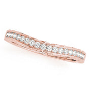 Channel Set Filigree Curved Half Eternity Ring in Gold & Platinum