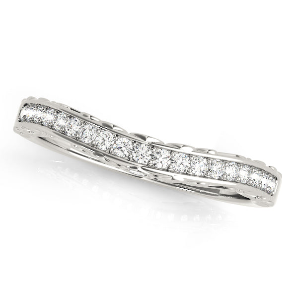Channel Set Filigree Curved Half Eternity Ring in Gold & Platinum