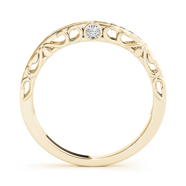 Channel Set Filigree Curved Half Eternity Ring in Gold & Platinum