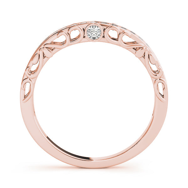 Channel Set Filigree Curved Half Eternity Ring in Gold & Platinum
