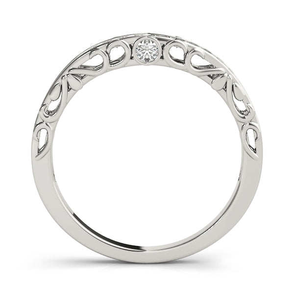Channel Set Filigree Curved Half Eternity Ring in Gold & Platinum