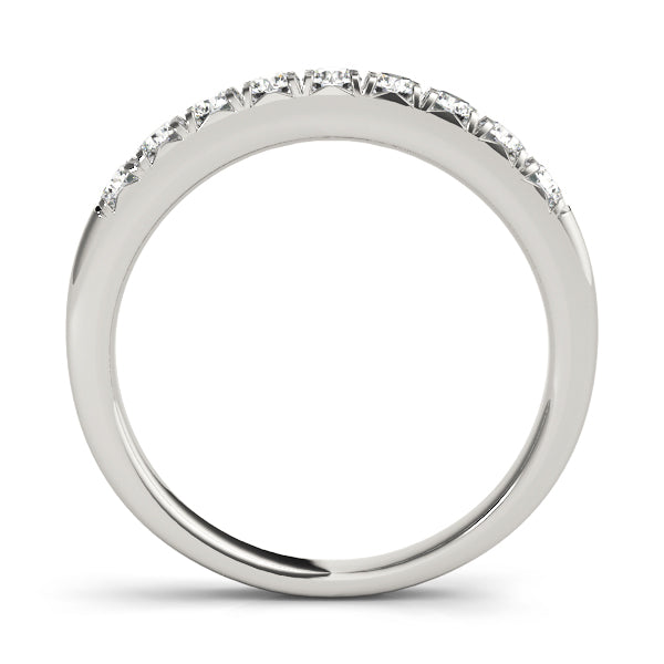 French Cut Curved Half Eternity Ring in Gold & Platinum