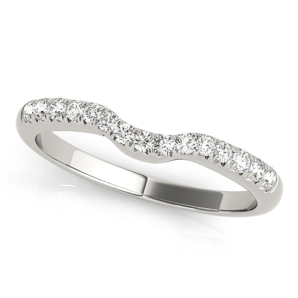 Prong Set Curved Half Eternity Ring in Gold & Platinum