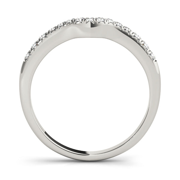 Prong Set Curved Half Eternity Ring in Gold & Platinum