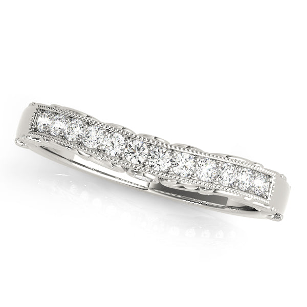 Curved Bands Half Eternity Ring in Gold & Platinum