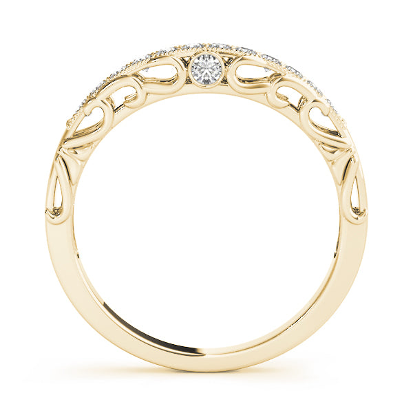 Curved Bands Half Eternity Ring in Gold & Platinum