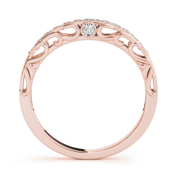 Curved Bands Half Eternity Ring in Gold & Platinum