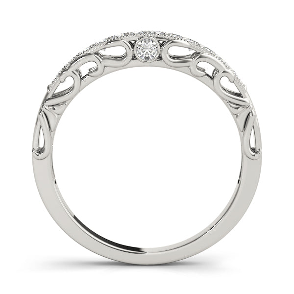 Curved Bands Half Eternity Ring in Gold & Platinum