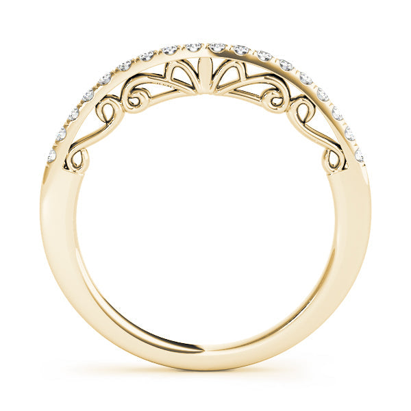 Curved Bands Half Eternity Ring in Gold & Platinum