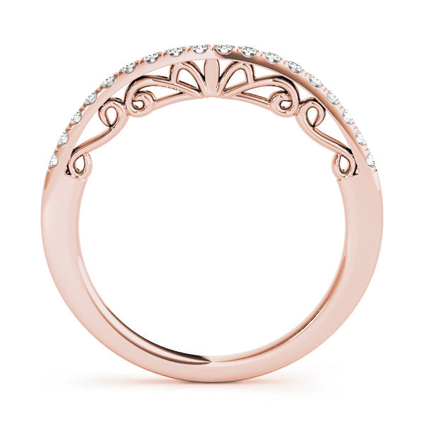 Curved Bands Half Eternity Ring in Gold & Platinum