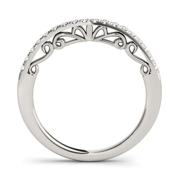 Curved Bands Half Eternity Ring in Gold & Platinum