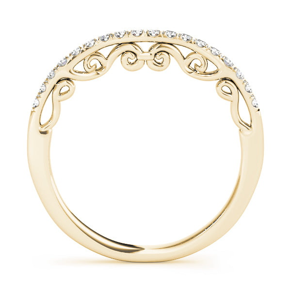 U-Prong Curved Half Eternity Ring in Gold & Platinum