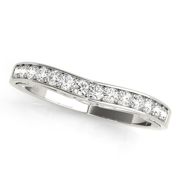 Channel-in-Prong Curved Half Eternity Ring in Gold & Platinum