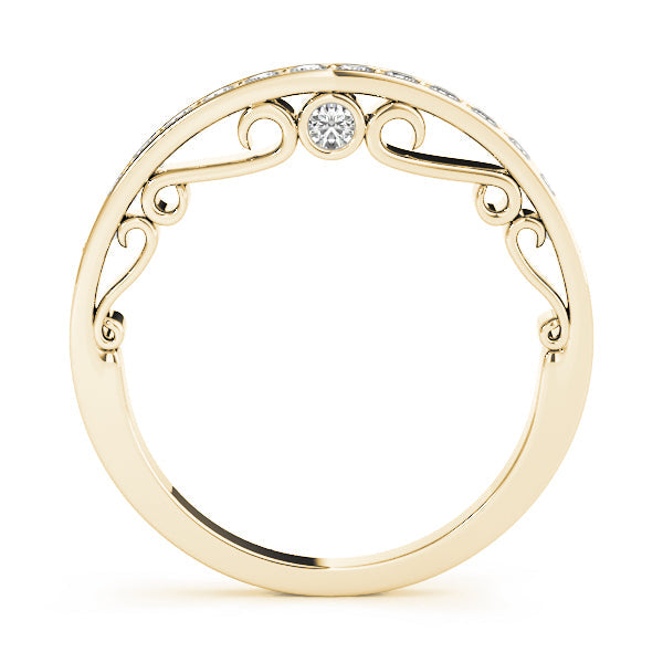 Channel-in-Prong Curved Half Eternity Ring in Gold & Platinum