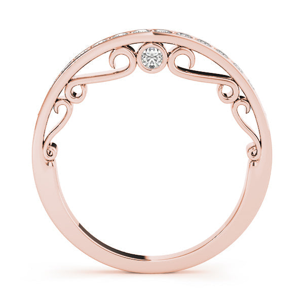 Channel-in-Prong Curved Half Eternity Ring in Gold & Platinum
