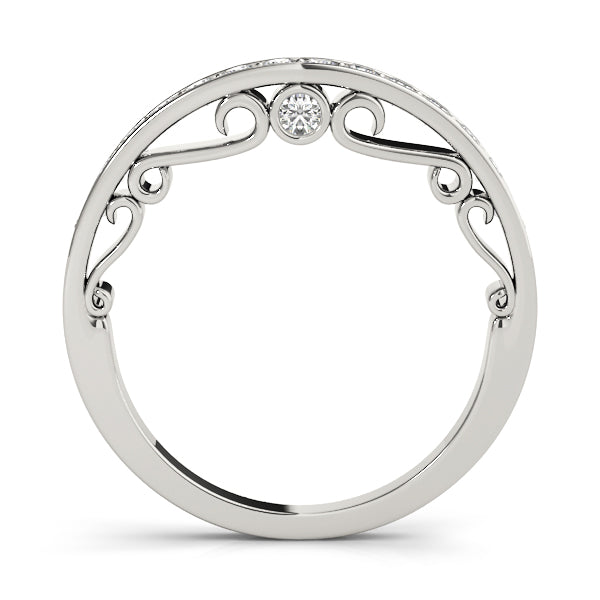 Channel-in-Prong Curved Half Eternity Ring in Gold & Platinum
