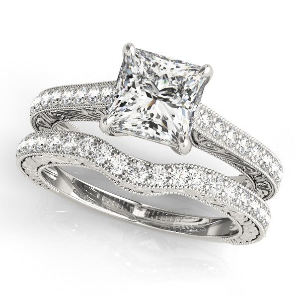 Enchanted Trellis Princess Diamond Engagement Ring in 10K/14K gold and platinum with certified lab-grown or natural diamonds