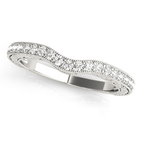Vintage-Inspired Milgrain Curved Half Eternity Ring in Gold & Platinum