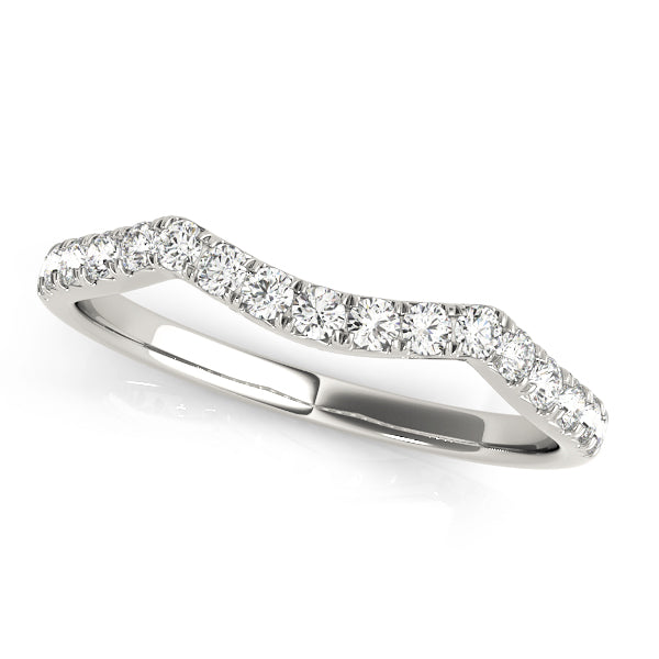 Curved Split Prong Half Eternity Ring in Gold & Platinum